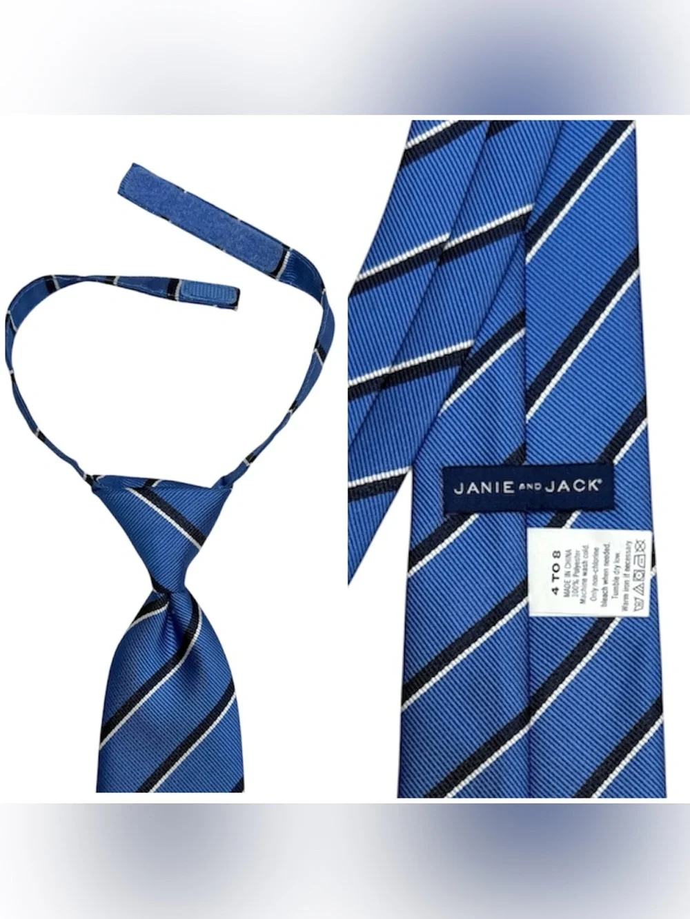 Janie and Jack Striped Pre-knotted Necktie Blue 4-8